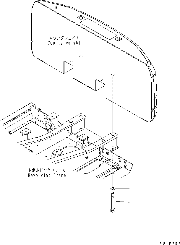 Excavators Komatsu / PC160LC-7E0 S/N 20001-UP (TIER 3)(pc160l1c) / COUNTERWEIGHT MOUNTING(240220 : M1520-01H0)