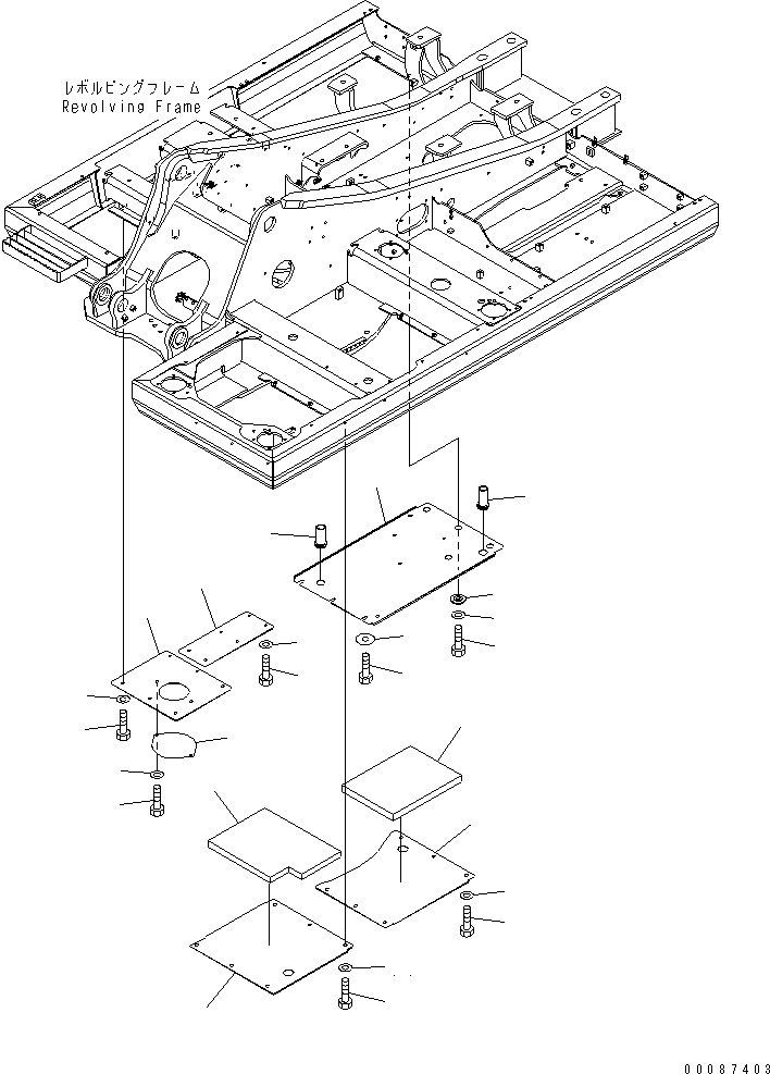 Komatsu parts book diagram for PC160LC-7E0 S/N 20001-UP (TIER 3): UNDER COVER (REVOLVING FRAME) (FOR KAL) (1/2)(#20102-)