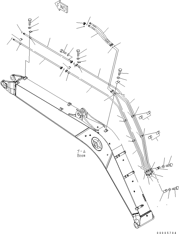 Komatsu parts book diagram for PC160LC-7E0 S/N 20001-UP (TIER 3): BOOM (ARM CYLINDER LINE AND BUCKET CYLINDER LINE)(#20160-)