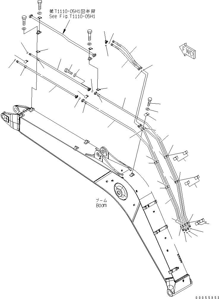 Excavators Komatsu / PC160LC-7E0 S/N 20001-UP (TIER 3)(pc160l1c) / BOOM (ARM CYLINDER LINE AND BUCKET CYLINDER LINE) (1 ATTACHMENT)(#20001-20159)(360070 : T1110-03H1)
