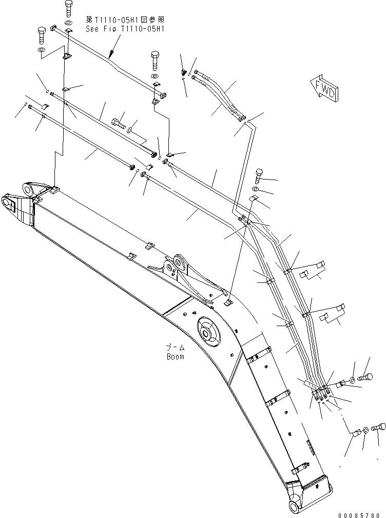 Excavators Komatsu / PC160LC-7E0 S/N 20001-UP (TIER 3)(pc160l1c) / BOOM (ARM CYLINDER LINE AND BUCKET CYLINDER LINE) (1 ATTACHMENT)(#20160-)(360080 : T1110-03H1A)