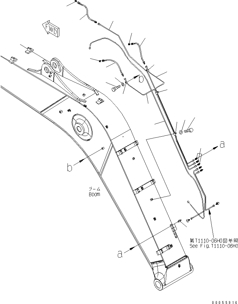 Komatsu parts book diagram for PC160LC-7E0 S/N 20001-UP (TIER 3): BOOM (LUBRICATING LINE)