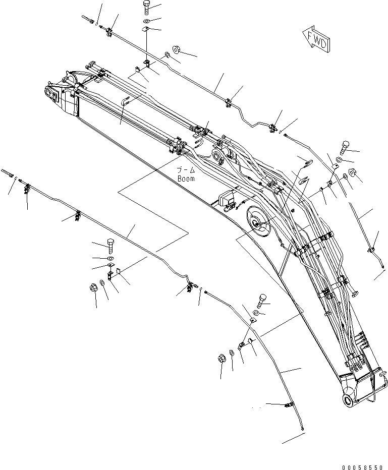 Excavators Komatsu / PC160LC-7E0 S/N 20001-UP (TIER 3)(pc160l1c) / BOOM (QUICK COUPLER LINE) (1 ATTACHMENT) (100H GREASING) (FOR KAL)(#20102-20111)(360110 : T1110-07H3)