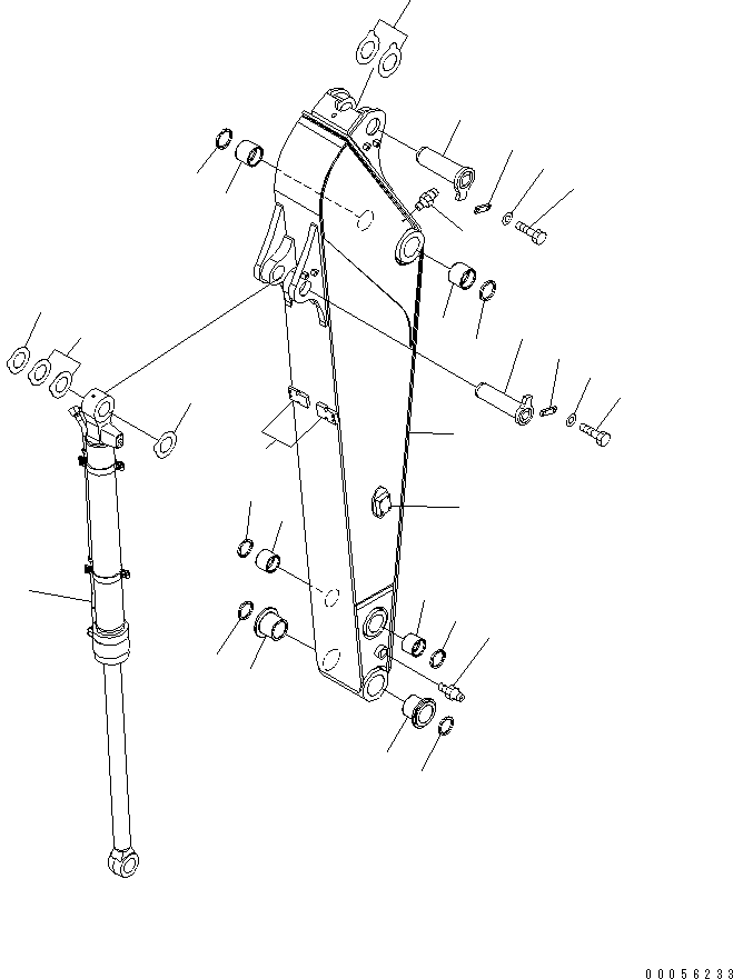 Komatsu parts book diagram for PC160LC-7E0 S/N 20001-UP (TIER 3): ARM (2.25M) (FOR ADDITIONAL PIPING)(#20151-)