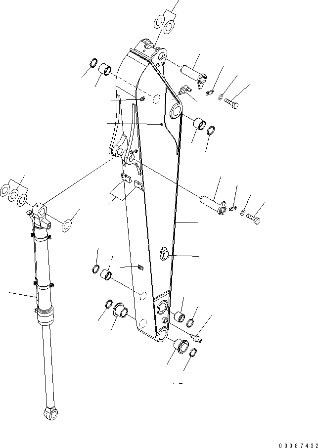 Komatsu parts book diagram for PC160LC-7E0 S/N 20001-UP (TIER 3): ARM (2.6M) (1 ATTACHMENT) (100H GREASING) (FOR KAL)(#20102-)