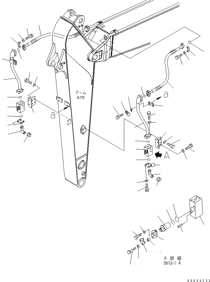 Komatsu parts book diagram for PC160LC-7E0 S/N 20001-UP (TIER 3): ARM (2.25M) (ADDITIONAL PIPING)