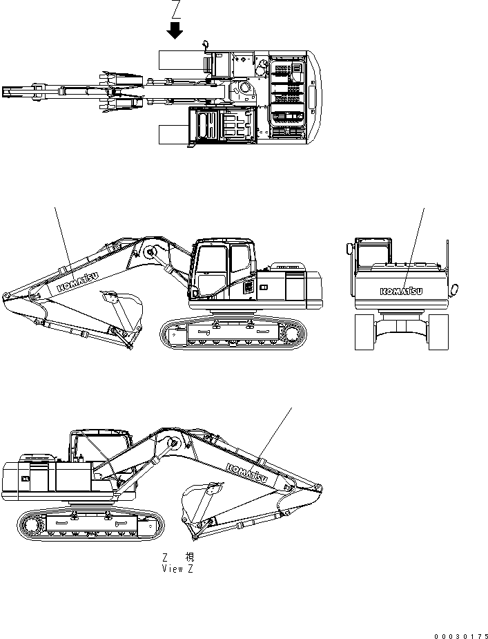 Komatsu parts book diagram for PC160LC-7E0 S/N 20001-UP (TIER 3): LOGO (3 SET)
