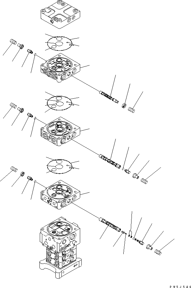 Komatsu parts book diagram for PC160LC-7E0 S/N 20001-UP (TIER 3): MAIN VALVE (6-VALVE) (2/25)