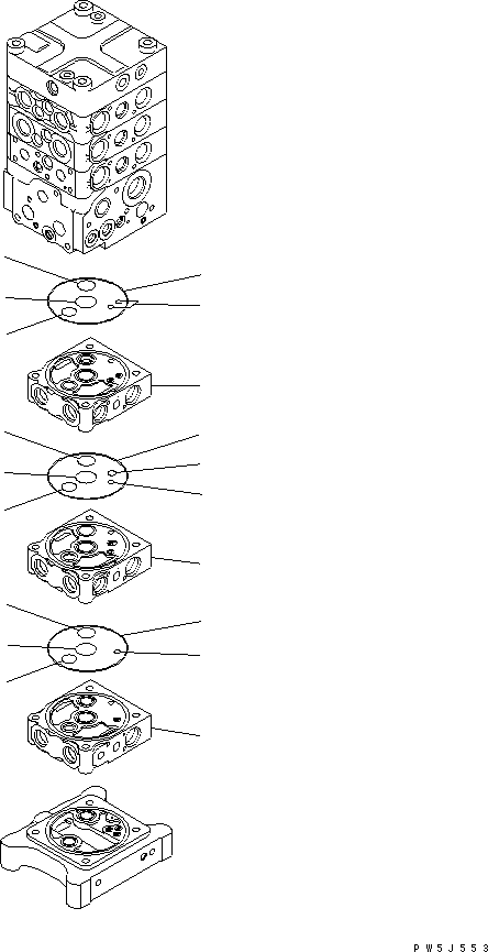 Excavators Komatsu / PC160LC-7E0 S/N 20001-UP (TIER 3)(pc160l1c) / MAIN VALVE (6-VALVE) (9/25)(480390 : Y1660-09A0)