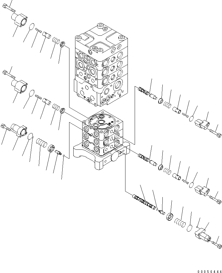 Komatsu parts book diagram for PC160LC-7E0 S/N 20001-UP (TIER 3): MAIN VALVE (6-VALVE) (10/25)