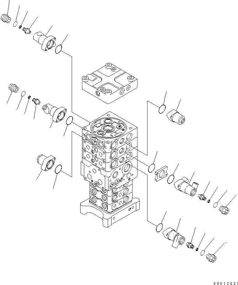 Excavators Komatsu / PC160LC-7E0 S/N 20001-UP (TIER 3)(pc160l1c) / MAIN VALVE (6-VALVE) (3/26) (WITH ARM LOCK VALVE)(480580 : Y1660-33A0)