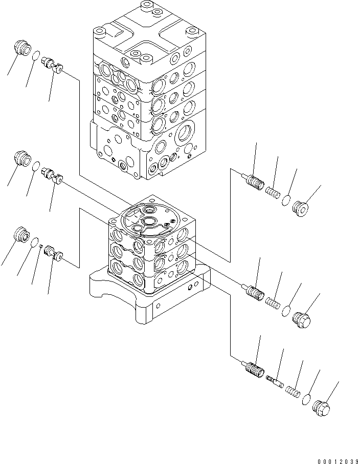 Komatsu parts book diagram for PC160LC-7E0 S/N 20001-UP (TIER 3): MAIN VALVE (6-VALVE) (11/26) (WITH ARM LOCK VALVE)