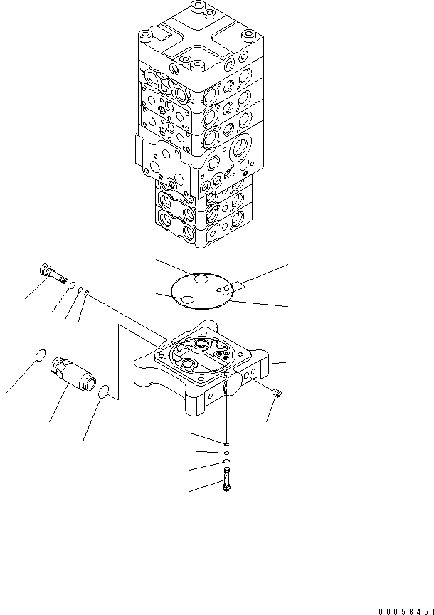 Komatsu parts book diagram for PC160LC-7E0 S/N 20001-UP (TIER 3): MAIN VALVE (6-VALVE) (12/26) (WITH ARM LOCK VALVE)
