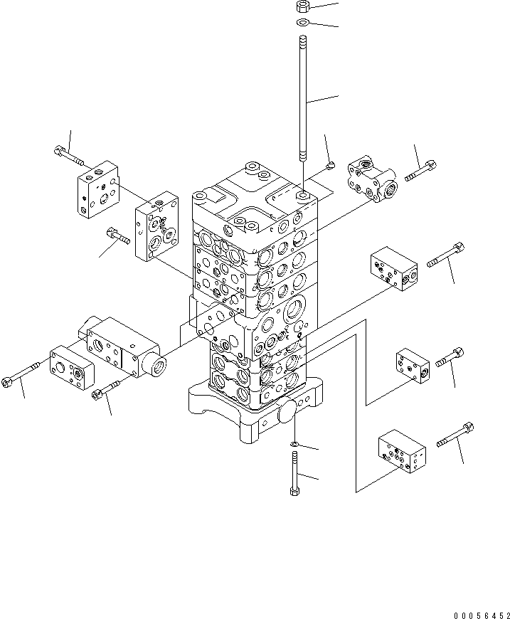 Komatsu parts book diagram for PC160LC-7E0 S/N 20001-UP (TIER 3): MAIN VALVE (6-VALVE) (13/26) (WITH ARM LOCK VALVE)