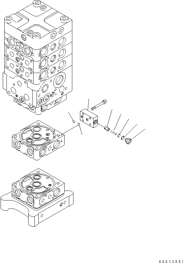 Komatsu parts book diagram for PC160LC-7E0 S/N 20001-UP (TIER 3): MAIN VALVE (6-VALVE) (23/26) (WITH ARM LOCK VALVE)