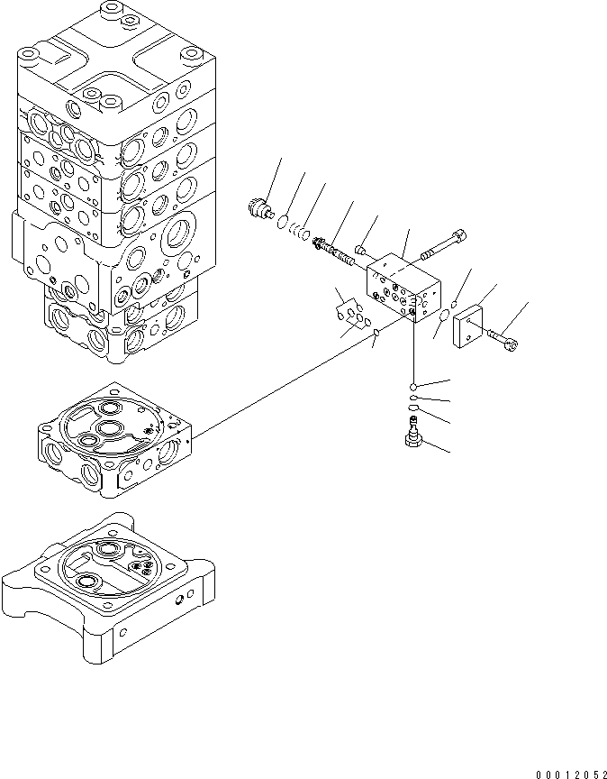 Komatsu parts book diagram for PC160LC-7E0 S/N 20001-UP (TIER 3): MAIN VALVE (6-VALVE) (24/26) (WITH ARM LOCK VALVE)