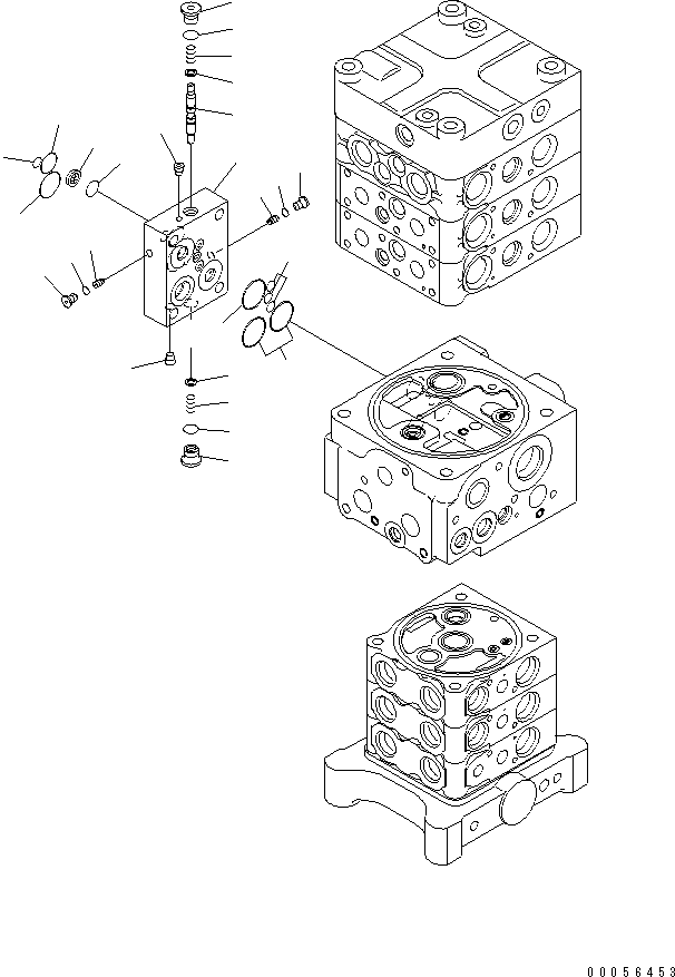 Komatsu parts book diagram for PC160LC-7E0 S/N 20001-UP (TIER 3): MAIN VALVE (6-VALVE) (25/26) (WITH ARM LOCK VALVE)