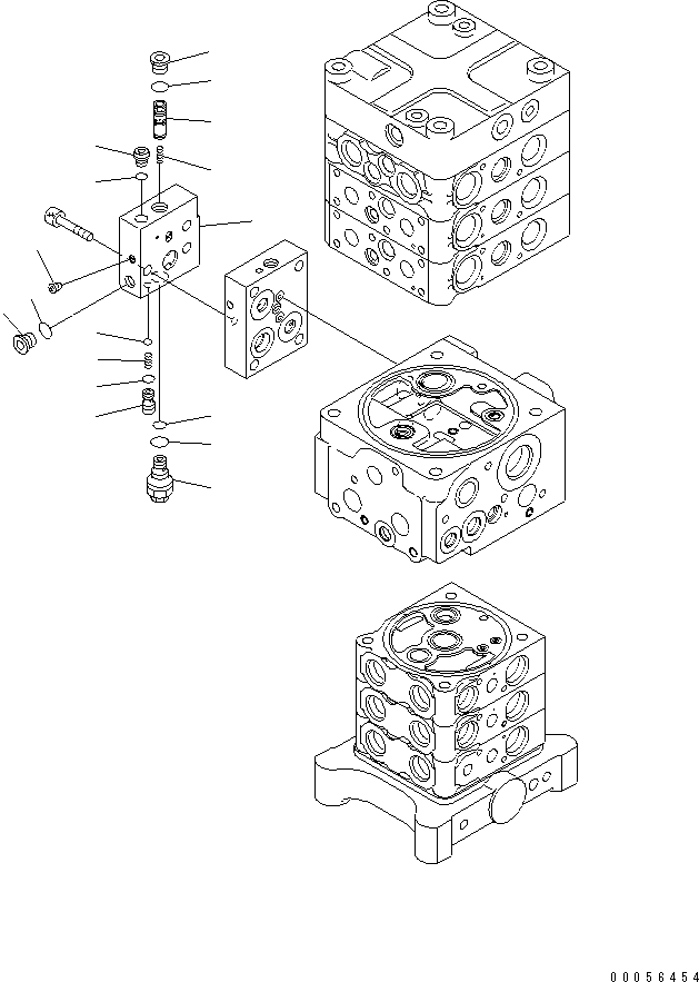 Komatsu parts book diagram for PC160LC-7E0 S/N 20001-UP (TIER 3): MAIN VALVE (6-VALVE) (26/26) (WITH ARM LOCK VALVE)