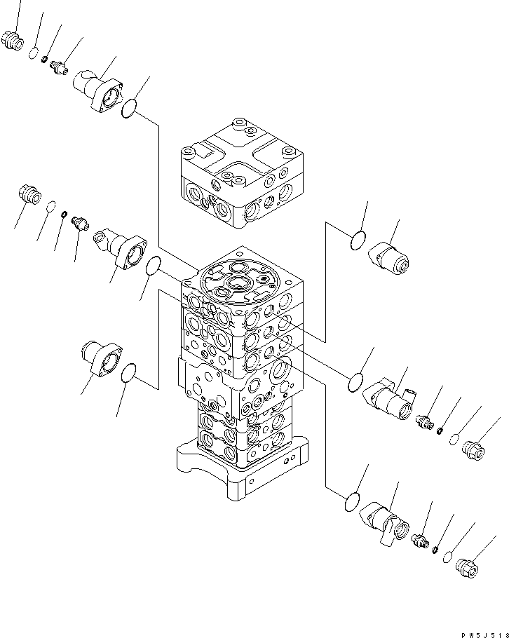 Excavators Komatsu / PC160LC-7E0 S/N 20001-UP (TIER 3)(pc160l1c) / MAIN VALVE (7-VALVE) (3/28)(480840 : Y1662-03A0)