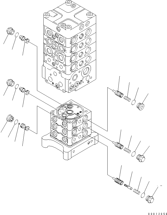 Komatsu parts book diagram for PC160LC-7E0 S/N 20001-UP (TIER 3): MAIN VALVE (7-VALVE) (11/28)