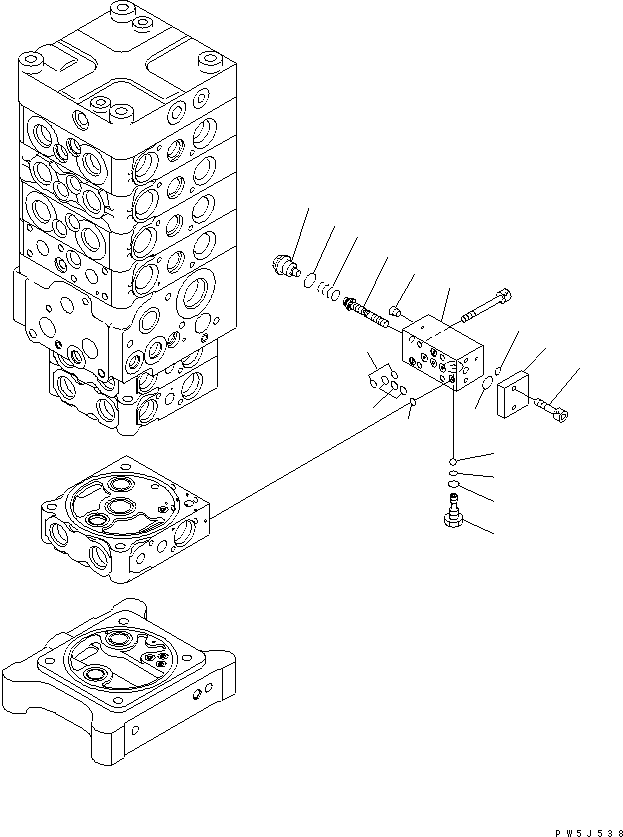 Excavators Komatsu / PC160LC-7E0 S/N 20001-UP (TIER 3)(pc160l1c) / MAIN VALVE (7-VALVE) (23/28)(481040 : Y1662-23A0)