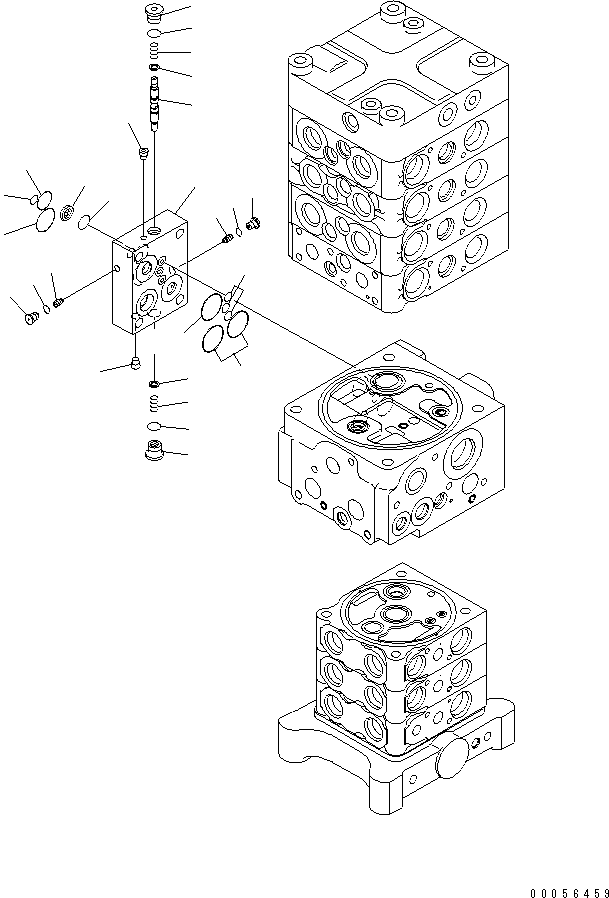 Komatsu parts book diagram for PC160LC-7E0 S/N 20001-UP (TIER 3): MAIN VALVE (7-VALVE) (24/28)