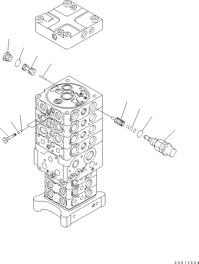 Komatsu parts book diagram for PC160LC-7E0 S/N 20001-UP (TIER 3): MAIN VALVE (7-VALVE) (27/28)