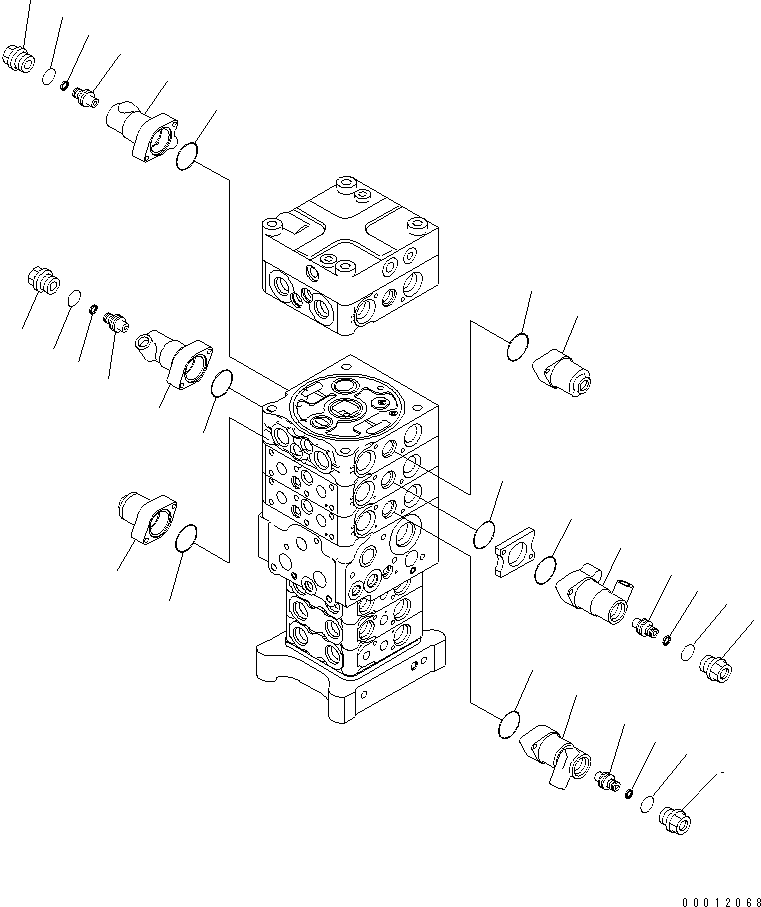 Excavators Komatsu / PC160LC-7E0 S/N 20001-UP (TIER 3)(pc160l1c) / MAIN VALVE (7-VALVE) (3/29) (WITH ARM LOCK VALVE)(481120 : Y1662-33A0)