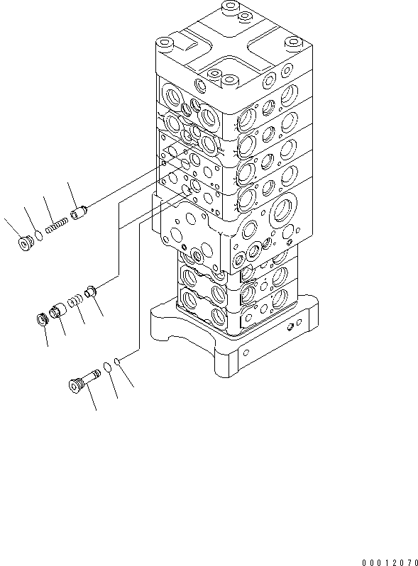 Excavators Komatsu / PC160LC-7E0 S/N 20001-UP (TIER 3)(pc160l1c) / MAIN VALVE (7-VALVE) (5/29) (WITH ARM LOCK VALVE)(481140 : Y1662-35A0)