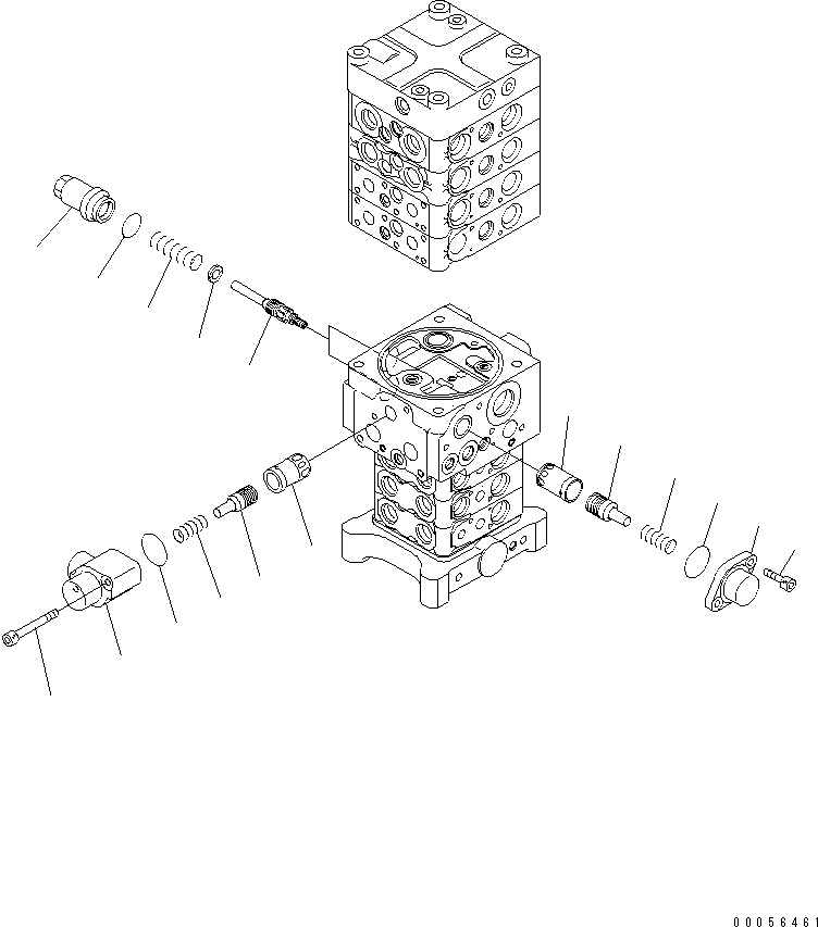 Komatsu parts book diagram for PC160LC-7E0 S/N 20001-UP (TIER 3): MAIN VALVE (7-VALVE) (7/29) (WITH ARM LOCK VALVE)