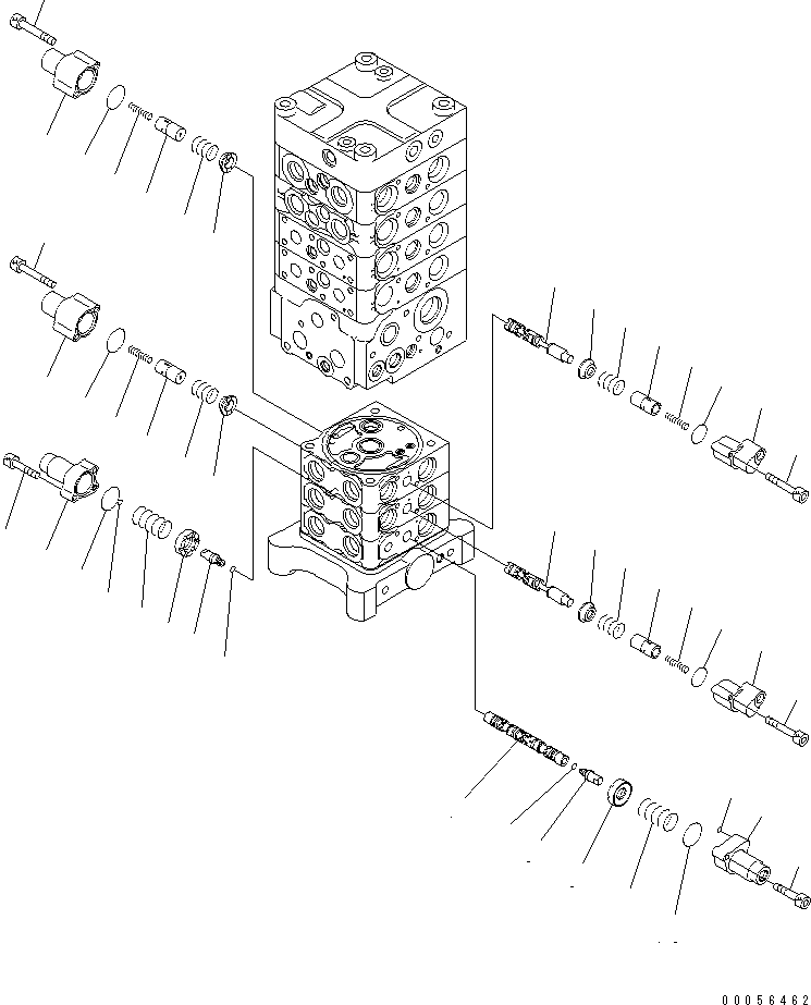 Komatsu parts book diagram for PC160LC-7E0 S/N 20001-UP (TIER 3): MAIN VALVE (7-VALVE) (10/29) (WITH ARM LOCK VALVE)