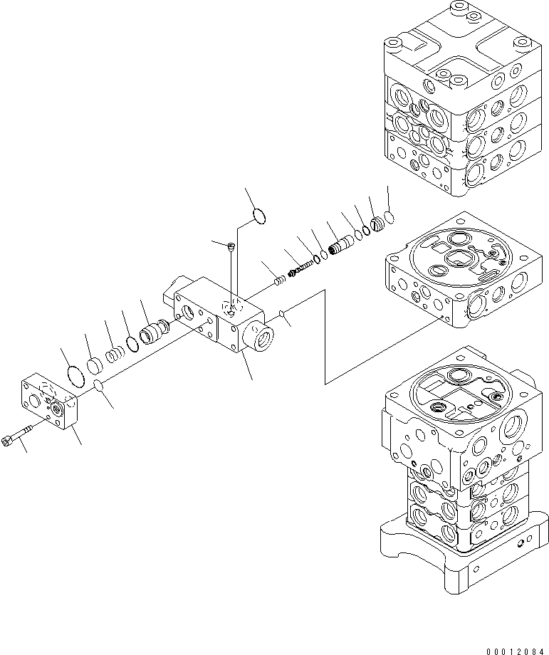 Excavators Komatsu / PC160LC-7E0 S/N 20001-UP (TIER 3)(pc160l1c) / MAIN VALVE (7-VALVE) (19/29) (WITH ARM LOCK VALVE)(481280 : Y1662-49A0)