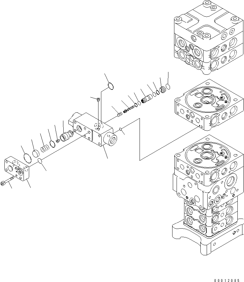 Komatsu parts book diagram for PC160LC-7E0 S/N 20001-UP (TIER 3): MAIN VALVE (7-VALVE) (20/29) (WITH ARM LOCK VALVE)