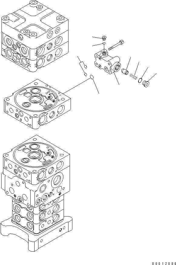 Komatsu parts book diagram for PC160LC-7E0 S/N 20001-UP (TIER 3): MAIN VALVE (7-VALVE) (21/29) (WITH ARM LOCK VALVE)