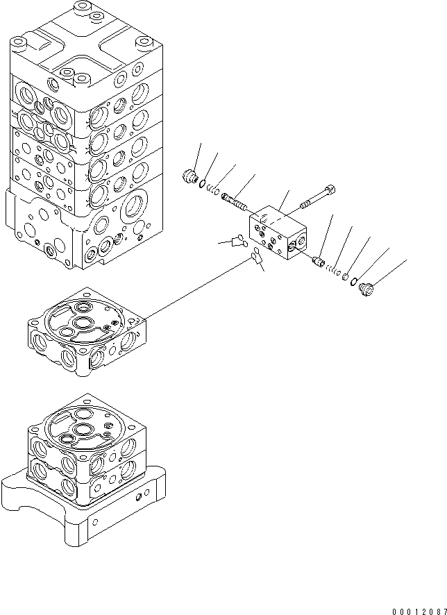 Excavators Komatsu / PC160LC-7E0 S/N 20001-UP (TIER 3)(pc160l1c) / MAIN VALVE (7-VALVE) (22/29) (WITH ARM LOCK VALVE)(481310 : Y1662-52A0)