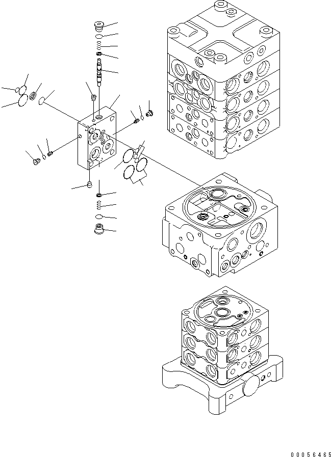 Excavators Komatsu / PC160LC-7E0 S/N 20001-UP (TIER 3)(pc160l1c) / MAIN VALVE (7-VALVE) (25/29) (WITH ARM LOCK VALVE)(481340 : Y1662-55A0)