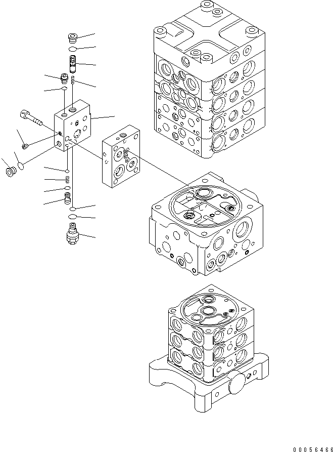 Komatsu parts book diagram for PC160LC-7E0 S/N 20001-UP (TIER 3): MAIN VALVE (7-VALVE) (26/29) (WITH ARM LOCK VALVE)