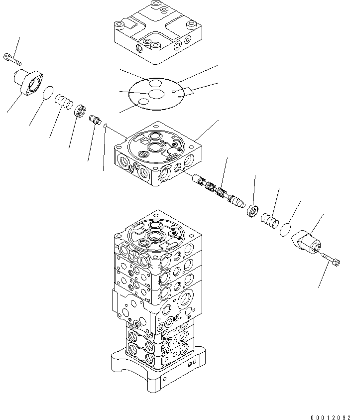 Komatsu parts book diagram for PC160LC-7E0 S/N 20001-UP (TIER 3): MAIN VALVE (7-VALVE) (27/29) (WITH ARM LOCK VALVE)