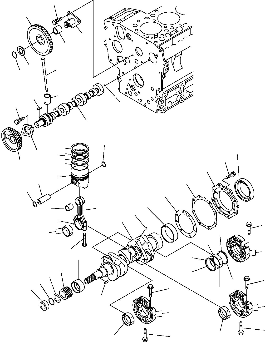 Excavators Komatsu / PC16R-2 S/N F00003-Up(pc16r_2) / PISTONS, CRANKSHAFT AND CAMSHAFT(A-0040 : 0231)