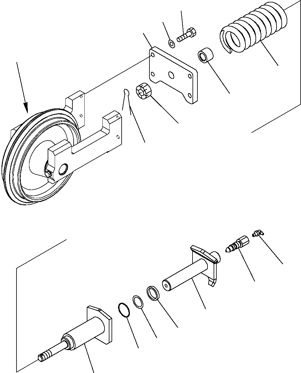Excavators Komatsu / PC16R-2 S/N F00003-Up(pc16r_2) / IDLER CUSHION (FOR STEEL SHOE) (FOR VARIABLE CAUGE UNDERCARRIAGE)(D-0120 : 3220)