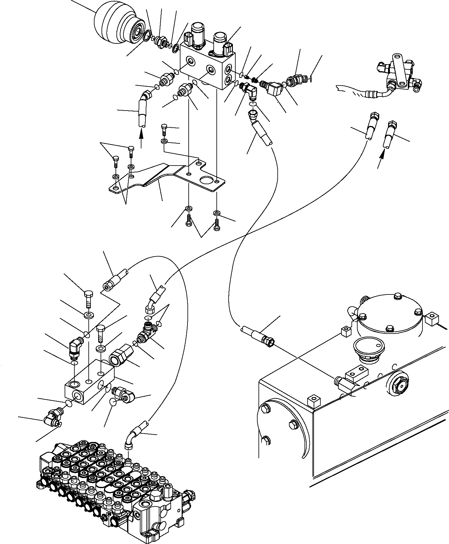 Excavators Komatsu / PC16R-2 S/N F00003-Up(pc16r_2) / HYDRAULIC PIPING (SERVOCONTROL LINE) (WITH TRAVEL INCREMENT)(G-0390 : 6585)