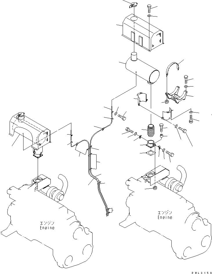 Excavators Komatsu / PC1800-6 S/N 10001-UP(pc1800-c) / INTAKE AND EXHAUST (MUFFLER) (+55ЯC SPEC.)(#10001-10999)(030070 : B0300-03A0)