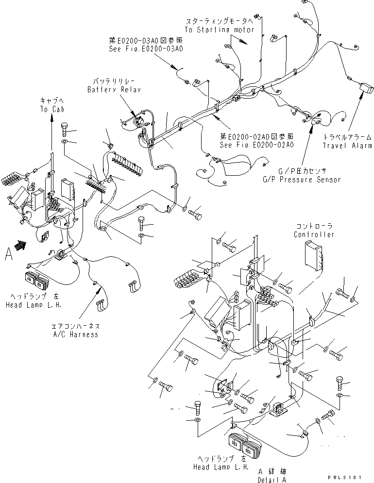 Excavators Komatsu / PC1800-6 S/N 10001-UP(pc1800-c) / ELECTRICAL SYSTEM (CAB BASE)(#10001-10002)(120030 : E0200-01A0)