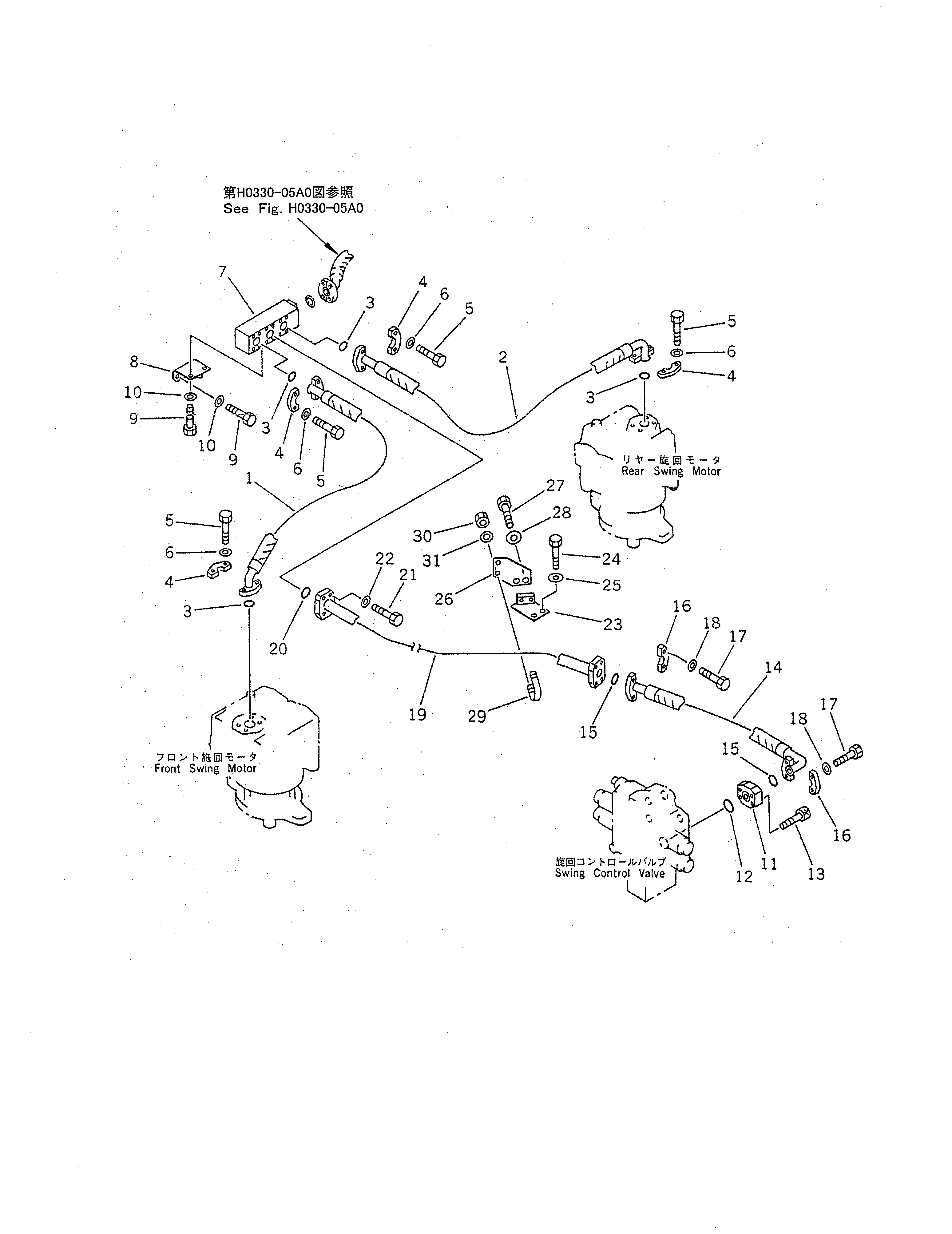 Excavators Komatsu / PC1800-6 S/N 10001-UP(pc1800-c) / RETURN LINES (SWING LINE) (SWING VALVE ? MOTOR TO CHECK VALVE)(#10001-11001)(180380 : H0330-01A0)