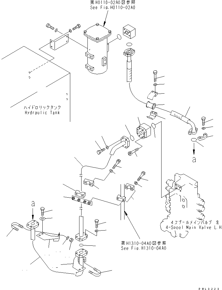 Excavators Komatsu / PC1800-6 S/N 10001-UP(pc1800-c) / RETURN LINES (MAIN FILTER PIPING) (4-SPOOL VALVE ? L.H.)(#10001-11001)(180400 : H0330-03A0)