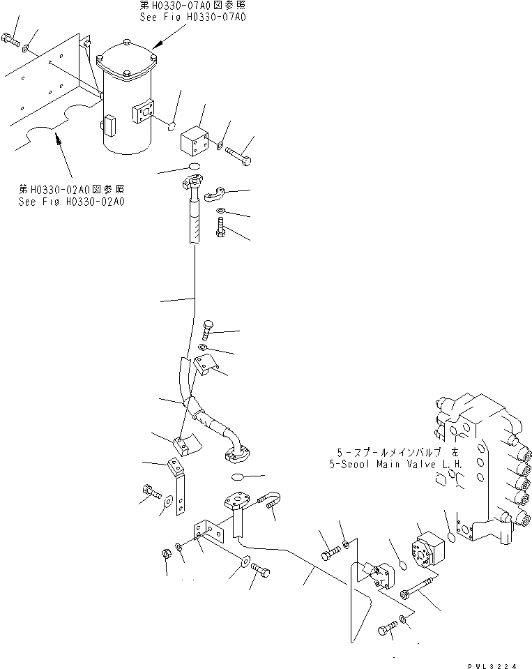 Excavators Komatsu / PC1800-6 S/N 10001-UP(pc1800-c) / RETURN LINES (MAIN FILTER PIPING) (5-SPOOL VALVE ? L.H.)(#10001-11001)(180410 : H0330-04A0)