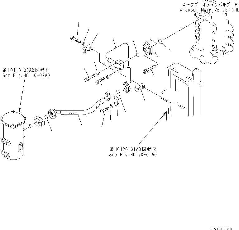 Excavators Komatsu / PC1800-6 S/N 10001-UP(pc1800-c) / RETURN LINES (MAIN FILTER PIPING) (5-SPOOL VALVE ? R.H.)(#10001-11001)(180420 : H0330-05A0)
