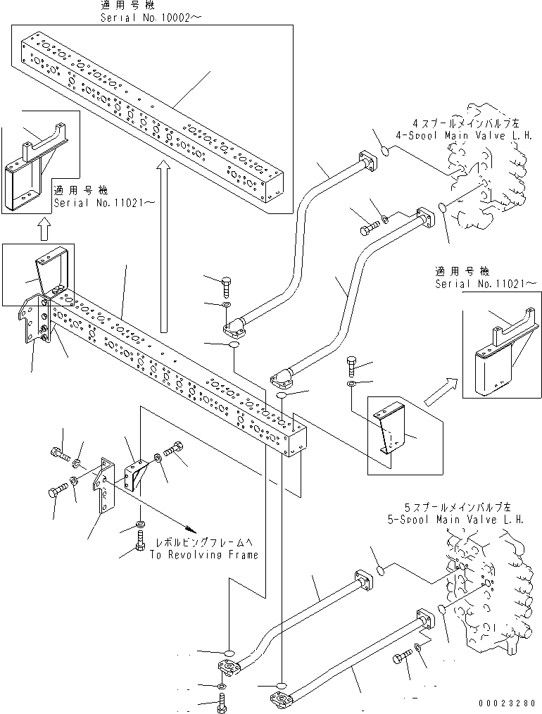 Excavators Komatsu / PC1800-6 S/N 10001-UP(pc1800-c) / BOOM LINES (BOOM PIPING ? L.H.) (VALVE TO BLOCK)(180540 : H1210-01A1)
