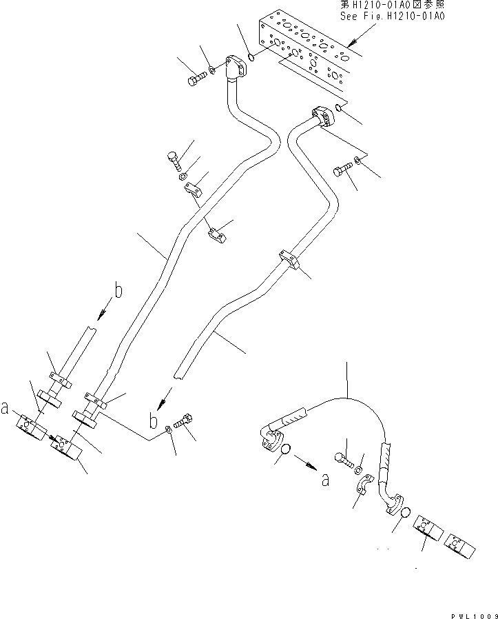 Excavators Komatsu / PC1800-6 S/N 10001-UP(pc1800-c) / BOOM LINES (BOOM PIPING ? R.H.) (BLOCK TO CYLINDER HOSE)(180580 : H1210-04A0)