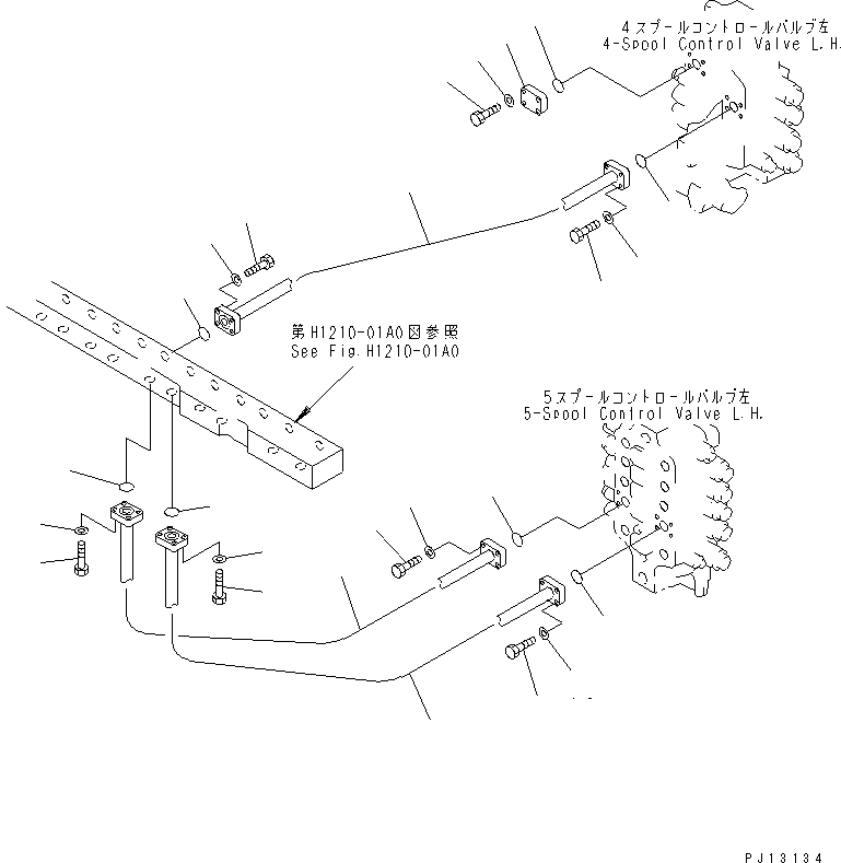 Excavators Komatsu / PC1800-6 S/N 10001-UP(pc1800-c) / BUCKET LINES (BUCKET CYLINDER PIPING ? L.H.)(180640 : H1222-01A1)